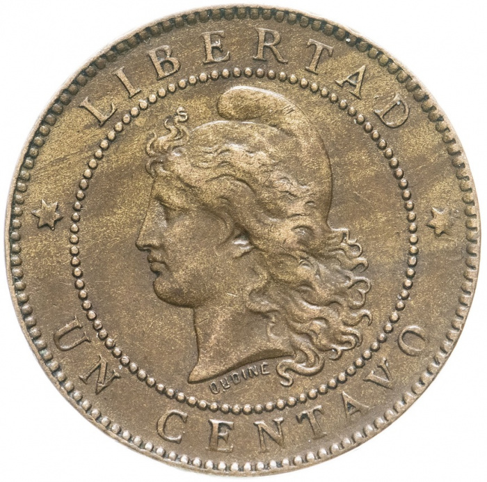 (1884) Монета Аргентина 1884 год 1 центаво &quot;Марианна&quot;  Медь-Никель  XF