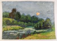 Картина Тулаев В. Н. 1973 г. Летний пейзаж № 5 масло картон 18х13 см