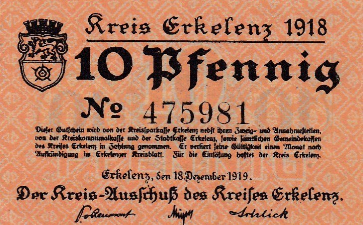 (№1919) Банкнота Германия 1919 год &quot;10 Pfennige&quot;