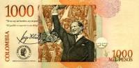(,) Банкнота Колумбия 2010 год 1 000 песо "Хорхе Эльесер Гайтан"   UNC