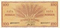 (1957) Банкнота Финляндия 1957 год 100 марок  Simonen - Aspelund  UNC