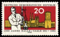 (1961-028) Марка Германия (ГДР) "Наука"    Галле III O