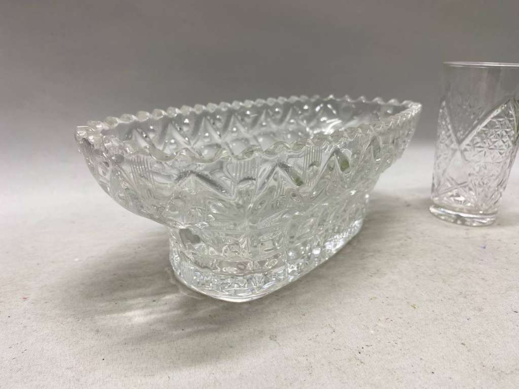 Салатник и 2 стакана, хрусталь