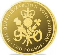 (№2016) Монета Тристан да Кунья 2016 год 2 Pounds (90-летие королевы Елизаветы II - золото)