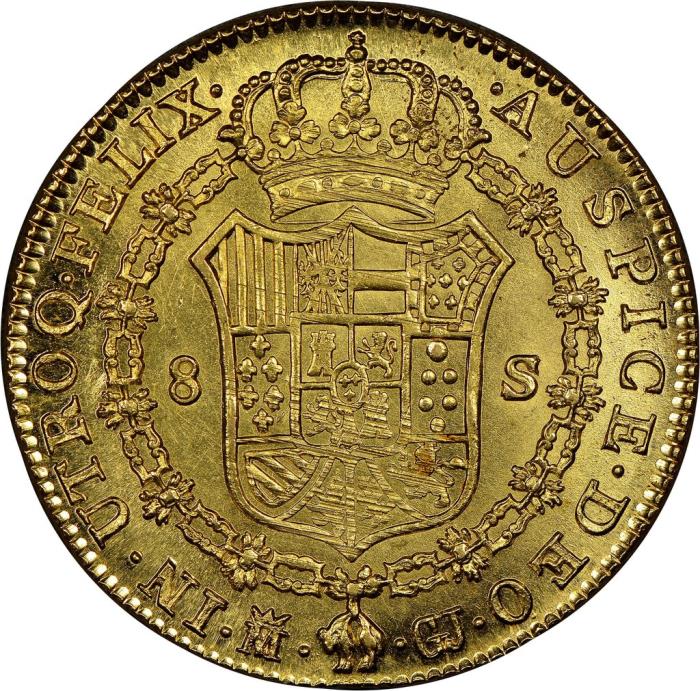 (№1814km485) Монета Испания 1814 год 8 Escudos (Мадриде Короновали М - ГДЖ)