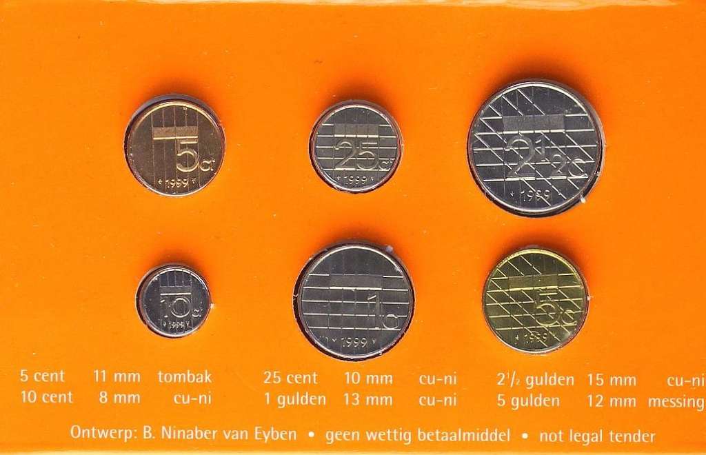 1999, 6 мини монет Набор монет Нидерланды (Голландия) 1999 год    Буклет