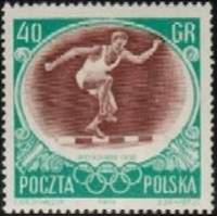 (1956-035) Марка Польша "Бег с препятствиями"   XVI Олимпийские игры в Мельбурне III Θ