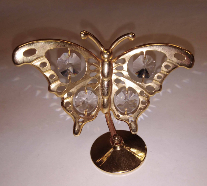 Фигурка, сувенир Бабочка, металл с кристаллами (сост. на фото)