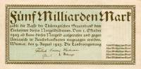 (№1923) Банкнота Германия 1923 год "5,000,000,000 Mark"