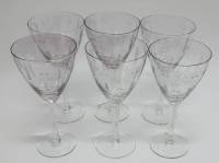 Набор бокалов, 6 шт., стекло, гравировка, СССР (сост. на фото)
