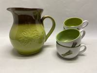 Кувшин 18 см и 5 кружек спаржа, керамика