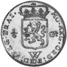 (№1794km2 sumatra) Монета Голландская Ост-Индская компания 1794 год 1/4 Gulden (Суматра)