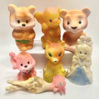 Игрушки резиновые 7 шт СССР лиса слон тигр собака межведь петушок дюймовочка