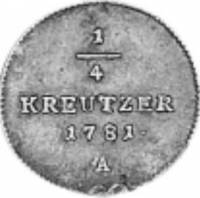 (№1781km2051.1) Монета Австрия 1781 год frac14; Kreuzer (А, Б, Ф, )