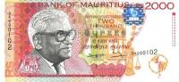 (,) Банкнота Маврикий 1998 год 2 000 рупий "Сивусагур Рамгулам"   UNC