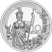 (007) Монета Австрия 2005 год 10 евро "Вторая республика"  Серебро Ag 925  UNC