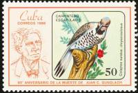 (1986-023) Марка Куба "Золотой шилоклювый дятел"    90 лет со дня смерти Хуана Кристобаля Гундлаха I