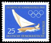 (1960-004) Марка Германия (ГДР) "Парусный спорт"    Летние и Зимние ОИ 1960, Рим II Θ