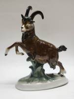 Фарфоровая статуэтка Горный козел скол на ухе ГДР Германия 1960-е Sitzenorf Зейтцендорф винтаж