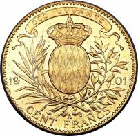 (№1891km105) Монета Монако 1891 год 100 Francs (Цент)