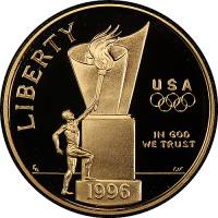 (1996w, Олимпийский огонь) Монета США 1996 год 5 долларов   Олимпийские игры в Атланте  AU