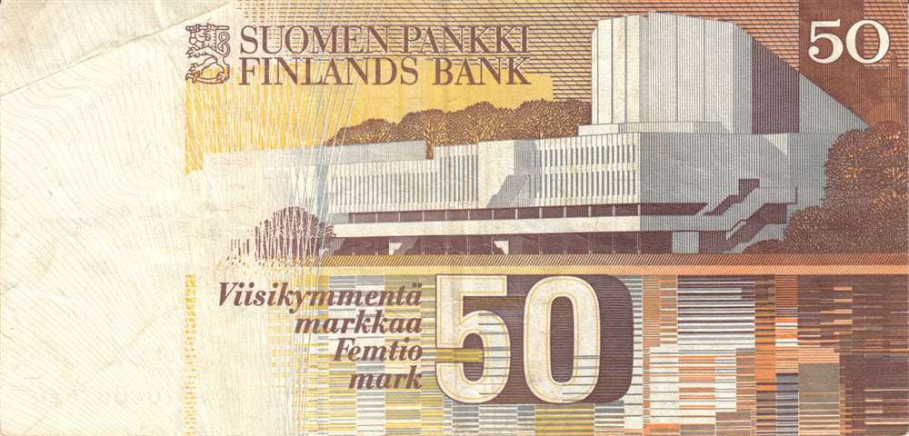 (1986 Litt A) Банкнота Финляндия 1986 год 50 марок &quot;Алвар Аалто&quot; Sorsa - Heinonen  VF
