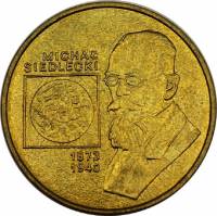 046 Монета Польша 2001 год 2 злотых Михаил Сельдце  Латунь  UNC