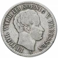(1823A) Монета Германия (Пруссия) 1823 год 1/6 талера "Фридрих Вильгельм III"  Серебро Ag 520  VF