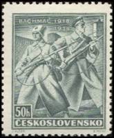 (1938-006) Марка Чехословакия "Солдаты"    20-летие боев в Бахмаке, Россия II Θ