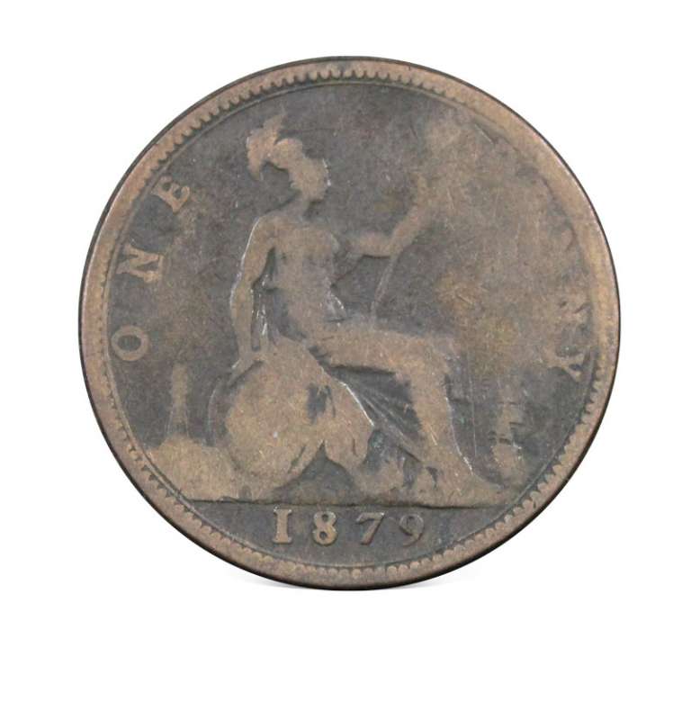 (1879) Монета Великобритания 1879 год 1 пенни &quot;Королева Виктория&quot;  Бронза  VF