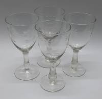 Бокалы для вина стекло лазурная гравировка 4 шт (сост. на фото)