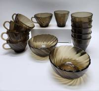 Чашки 5 шт Стаканы 6 шт и пиалы 2 шт цветное стекло