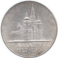 (1957) Монета Австрия 1957 год 25 шиллингов "Базилика Мариацелль"  Серебро Ag 800  UNC