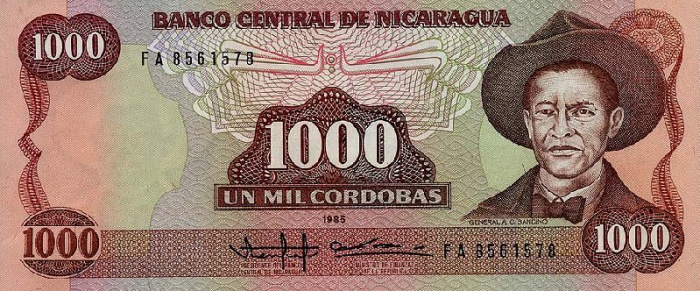 (1985) Банкнота Никарагуа 1985 год 1 000 кордоба &quot;Аугусто Сандино&quot;   UNC
