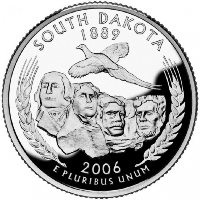 040p Монета США 2006 год 25 центов Южная Дакота  Медь-Никель  UNC