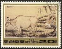 (1984-060) Марка Северная Корея "Погонщик волов"   Корейские картины 18 века III Θ