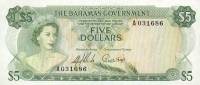 (№P-20a) Банкнота Багамские острова 1965 год 5 Dollars "Багамский доллар"