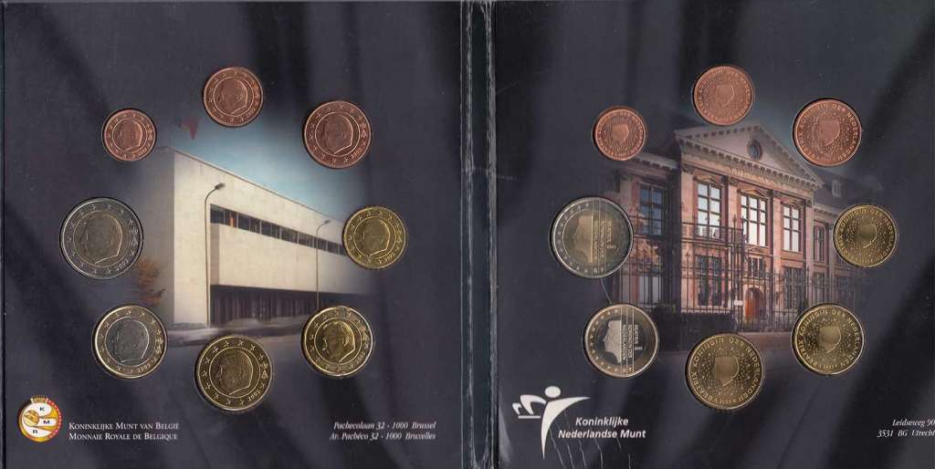 (2003, 24 м + жетон) Набор монет Бенилюкс 2003 год &quot;Дорога в Европу&quot;   Буклет