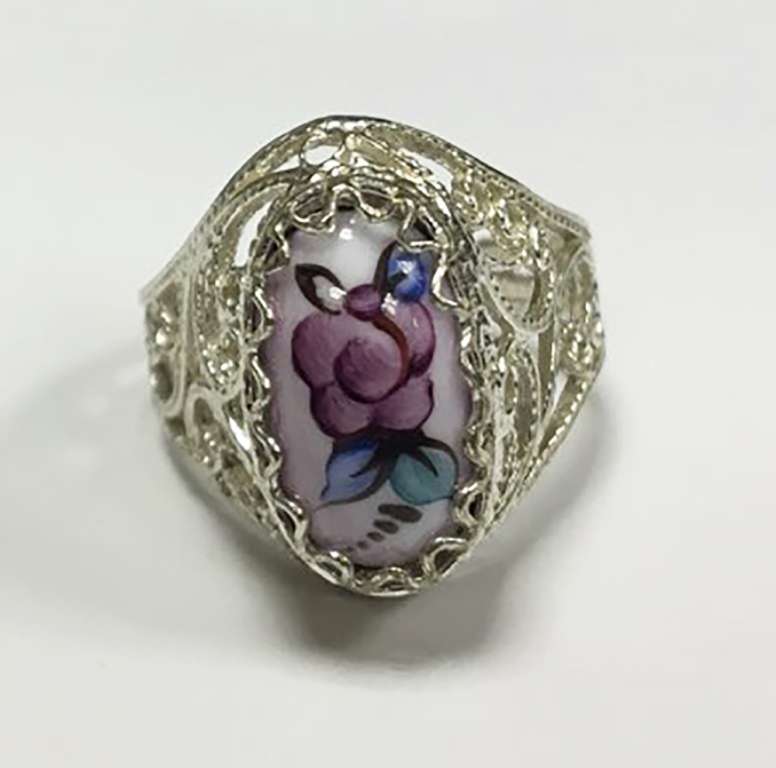 Перстень "Финифть", серебрение (сост. на фото)