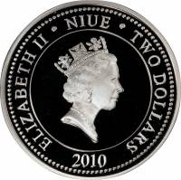 () Монета Остров Ниуэ 2010 год 2  ""   Биметалл (Серебро - Ниобиум)  AU