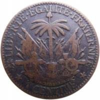 (№1881km42) Монета Гаити 1881 год 1 Centime