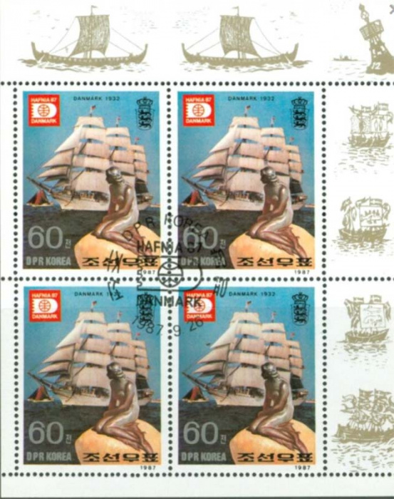 (1987-091a) Лист (4м) Северная Корея &quot;Русалочка&quot;   Выставка почтовых марок &quot;Hafnia '87&quot; - Копенгаген