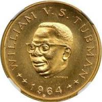 () Монета Либерия 1964 год 20  ""   Биметалл (Платина - Золото)  UNC