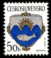 (1986-004) Марка Чехословакия "Миява"    Герб города II Θ