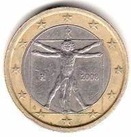 (2008) Монета Италия 2008 год 1 евро  2. Новая карта ЕС Биметалл  VF