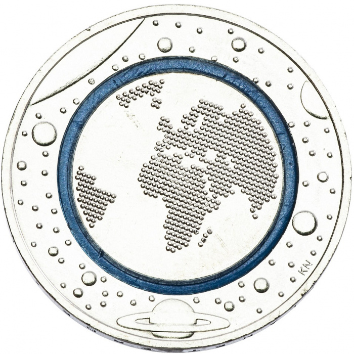 (2016g) Монета Германия (ФРГ) 2016 год 5 евро &quot;Планета Земля&quot;  Синий полимер Медь-Никель  UNC