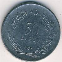 (№1971km899) Монета Турция 1971 год 50 Kuruş