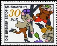 (1971-096) Марка Германия (ГДР) "Люди"    Бременские музыканты III O