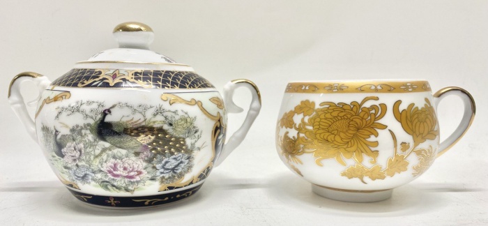 Чашка костяной фарфор Yamasen + сахарница Япония