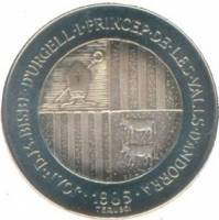 () Монета Андорра 1985 год 2 динера ""  Биметалл  UNC
